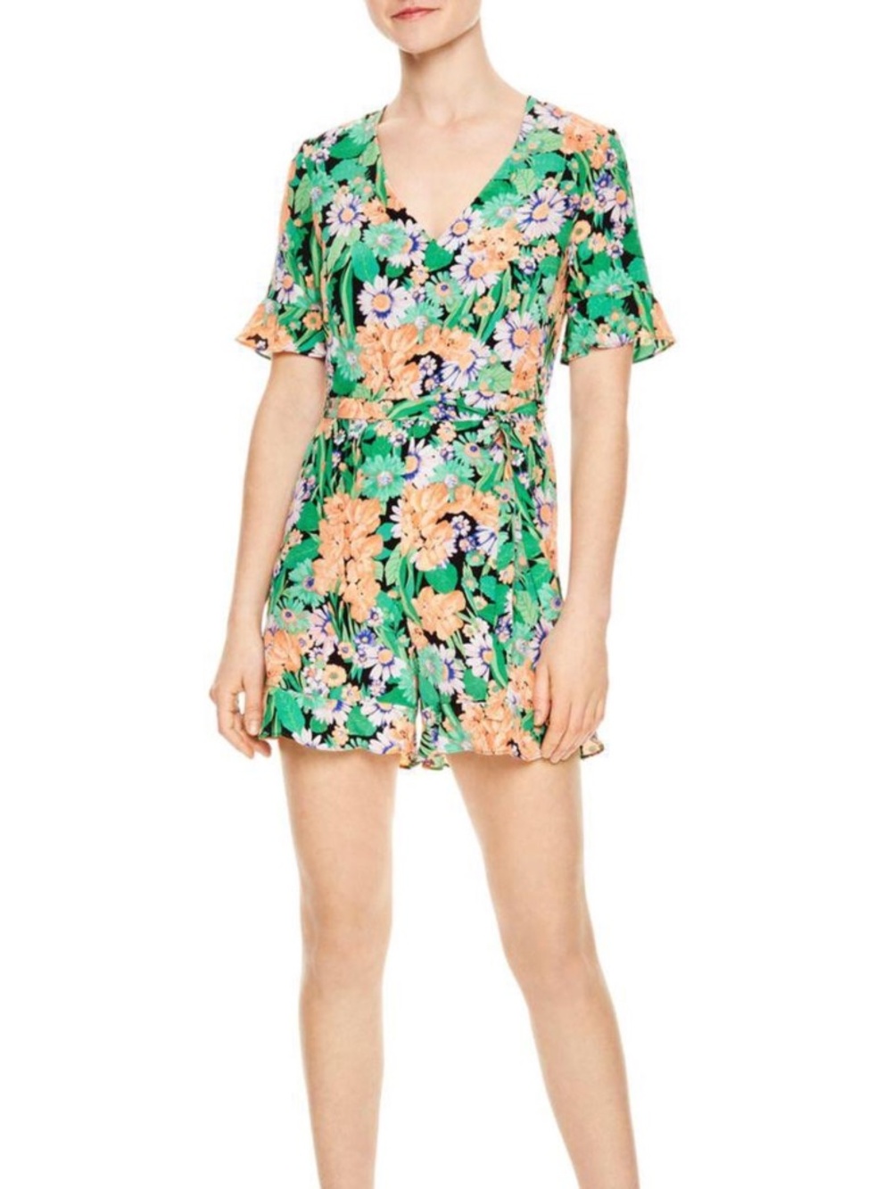 Sandro Eudelin Silk Floral Playsuit Romper 34